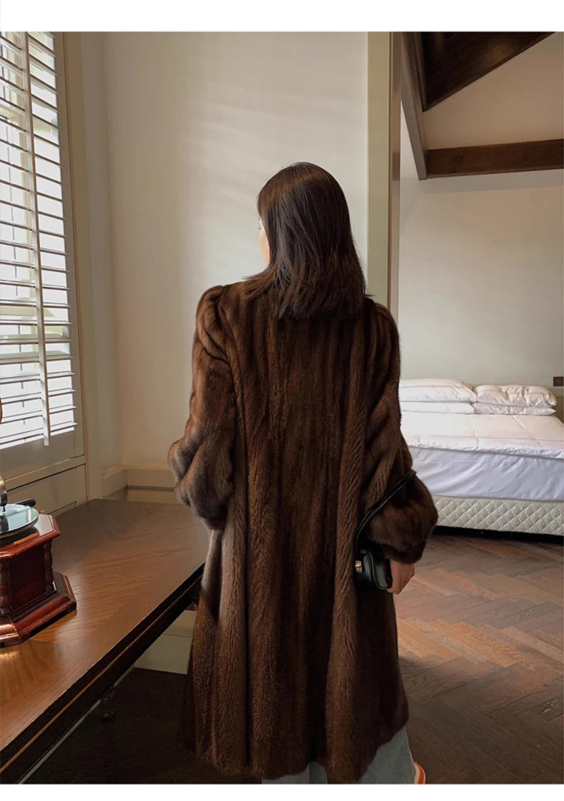 Lautaro Women's Long Faux Mink Fur Coat - Thick Warm Winter Overcoat