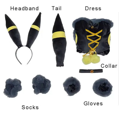 Vaporeon Umbreon Sylveon Anime Cosplay Costume Set for Women Polyester
