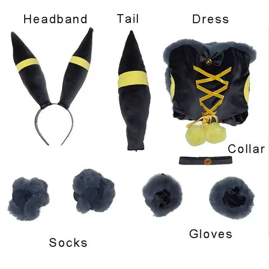 Vaporeon Umbreon Sylveon Anime Cosplay Costume Set for Women Polyester