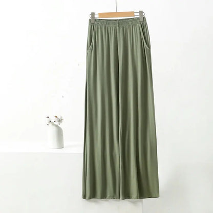 XL to 8XL Modal Pocket Loose Pants Spring summer Casual Wide Leg Pants solid color High Elastic Large size Trousers Homewear