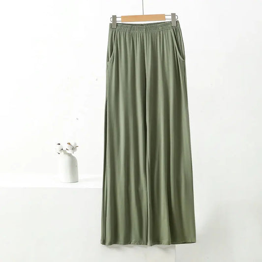 XL to 8XL Modal Pocket Loose Pants Spring summer Casual Wide Leg Pants solid color High Elastic Large size Trousers Homewear