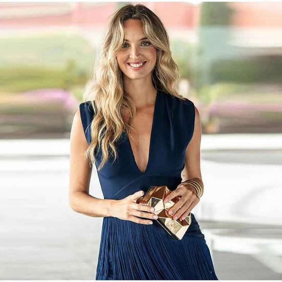 Women Stacked Tassel Maxi Dress Elegant Deep V Neck Full Sleeve Slim Fit Long Gowns Lady New Evening Party Fashion Robes 2025