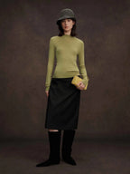 DUSHU Seamless Half-high Collar Pure Wool Pullovers Women Plus Size Autumn Winter Bottoming Sweater Solid Soft Breathable Tops