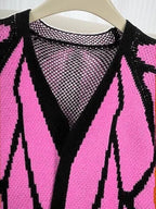 Aesthetic Butterfly Wing Sweater Women Mesh Collar Knitted Cardigan Elegant Fall Winter Long Sleeve Coat Casual Outerwear