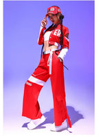 Women's Red Jazz Dance Performance Suit