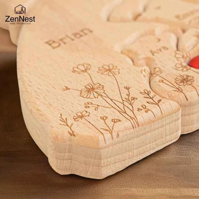 Artistic Wooden Puzzles, Little Bear Family Personalized Name Puzzles, Thanksgiving Christmas Gifts, Home Tabletop Decorations