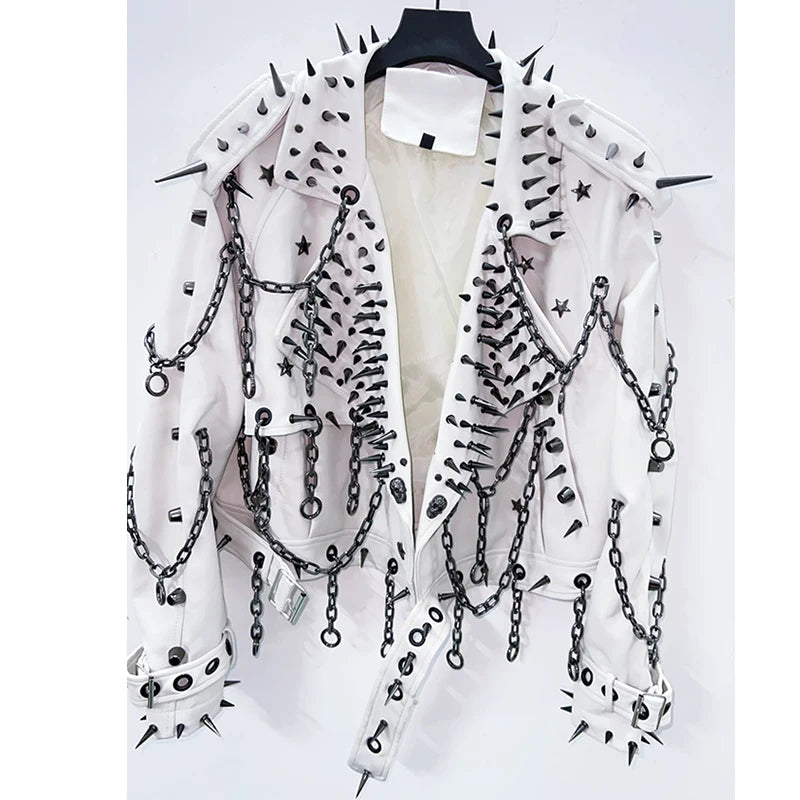 vintage Leather  y2k  Jacket Skull Jacket Punk Jacket  gothic Leather gothic clothes y2k fashion y2k clothes  harajuku Jacket SS69