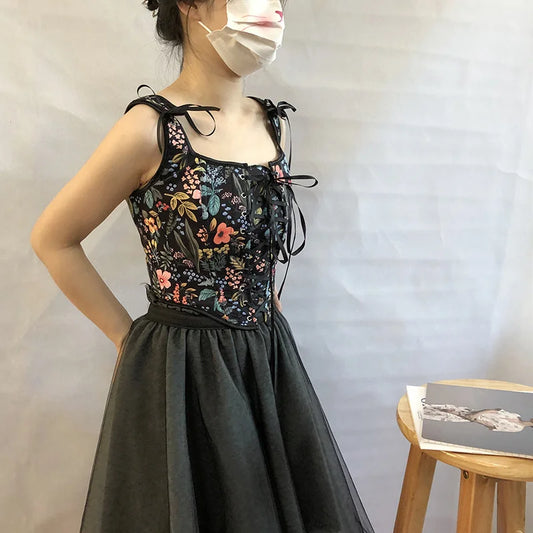 SS69 Lolita Corset Camisole Top - Y2K Underbust Body Shaper Polyester Blend