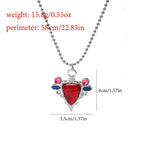 JoJo Bizarre Adventure Necklace Anime Joseph Joestar Necklaces Woman Fashion Red Ruby Stone Heart Necklace Cosplay Collier