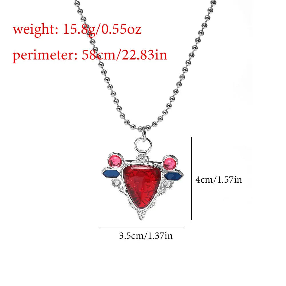 JoJo Bizarre Adventure Necklace Anime Joseph Joestar Necklaces Woman Fashion Red Ruby Stone Heart Necklace Cosplay Collier