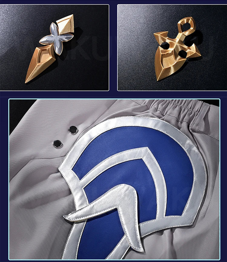 【Ready For Ship】Lohen Cosplay Costume Game Genshin Impact【S-2XL】WakuWaku-R Men Lohen Knights of Favonius Wig Plus Size