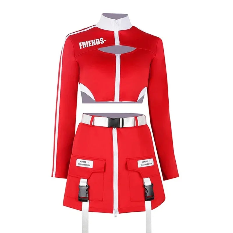Women's Red Jazz Dance Performance Suit