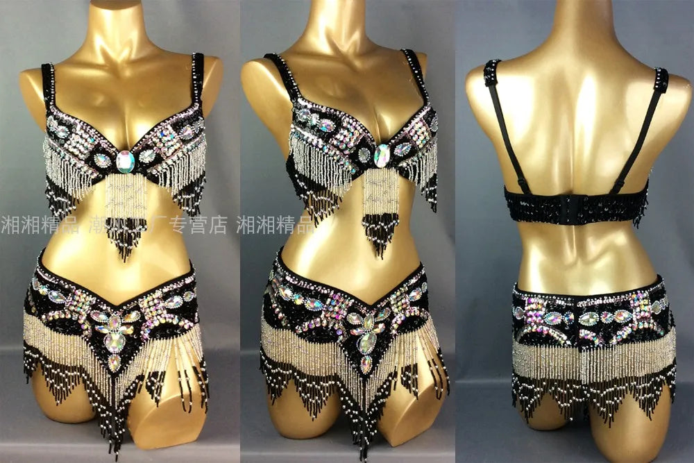 Sexy Girl Belly Dance Costume Wear Bar+Belt 2pc Set 10 Colors Ladies Bellydancing Costumes Bellydance Clothes