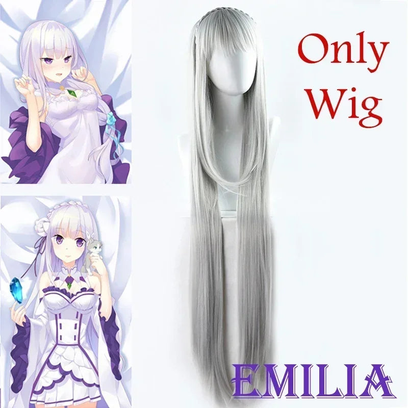 Emilia Cosplay Costume Set for Women - Anime Dress with Headdress