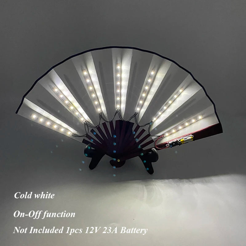 Beautiful Costumes Accessory Props Hand Fans 7 Colors For Choice Men Women Cool Decorative Glow Fan Light Up Disco Dance Night SS69 8.69 8 inches cold white / one size