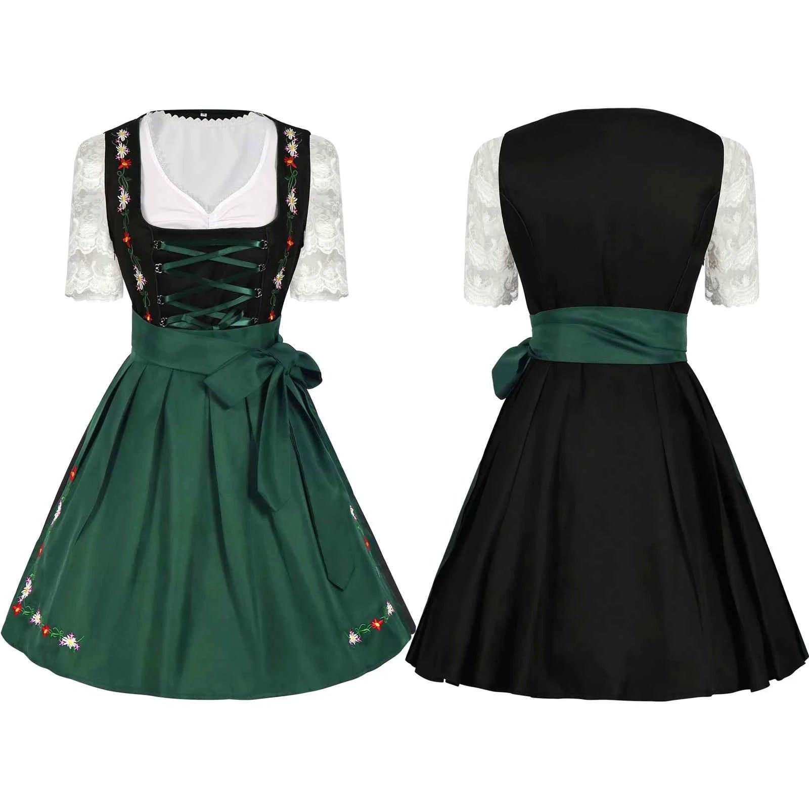 Women Oktoberfest Dirndl Dress Traditional Bavarian Beer Maid Outfit Munich Festival Carnival Halloween Cosplay Costume