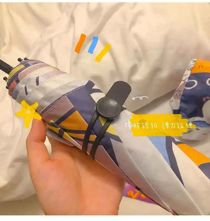 Women Automatic Umbrella Cartoon Cat Claw Automatic Folding Travel Umbrella Black Coating Sunscreen Girls Kids Umbrella Paraguas