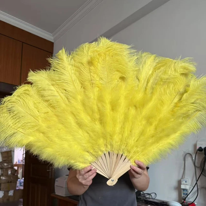 Large Ostrich Feather Fan 130cm - Carnival & Stage Performance