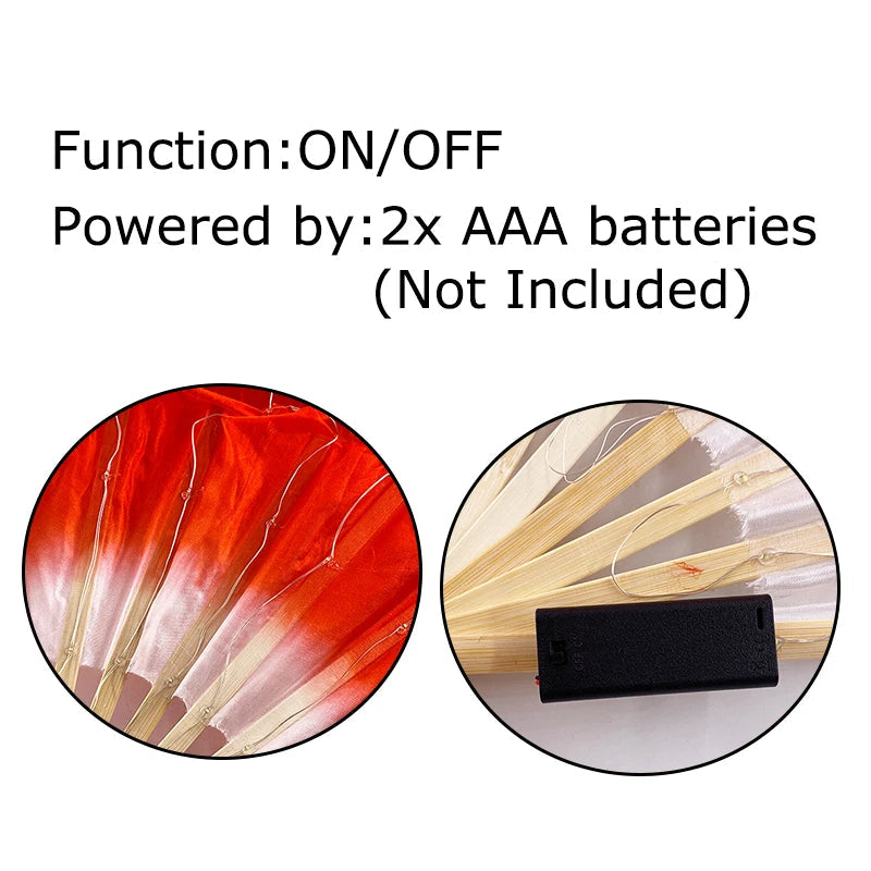 150cm Long Silk Veil Fan With LED Light Bamboo Silk Fan Practice and Stage Performance Dance Costumes Belly Dance Accessories SS69