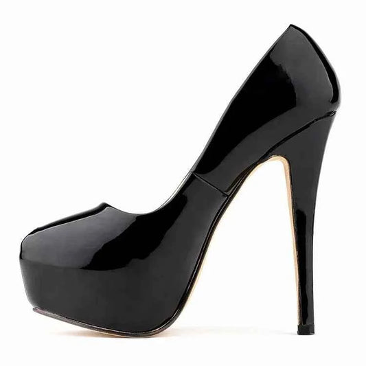 Women Sexy Pumps Stilettos 14cm Super High Heels Round Toes Platform Thin Heel NightClub Party Dress Red Wedding Shoes Big Size