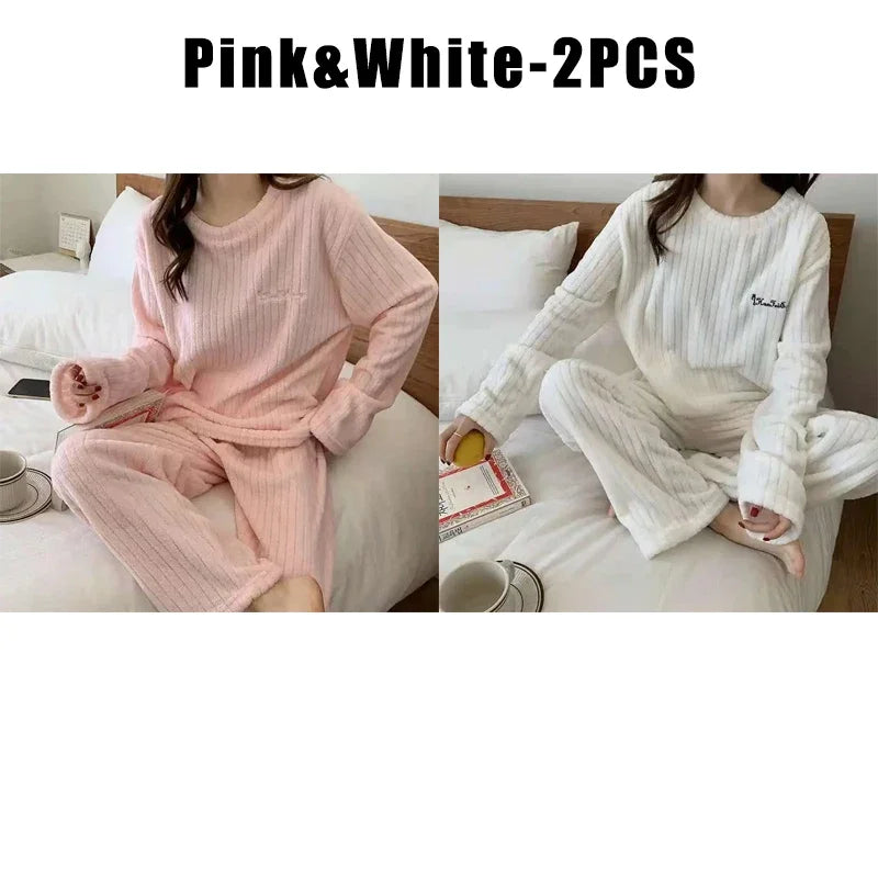 Women's Coral Fleece Pajama Set - Cozy Winter Loungewear