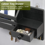 Wooden Wall Mount Key Holder with Mail Organizer & Drawer
