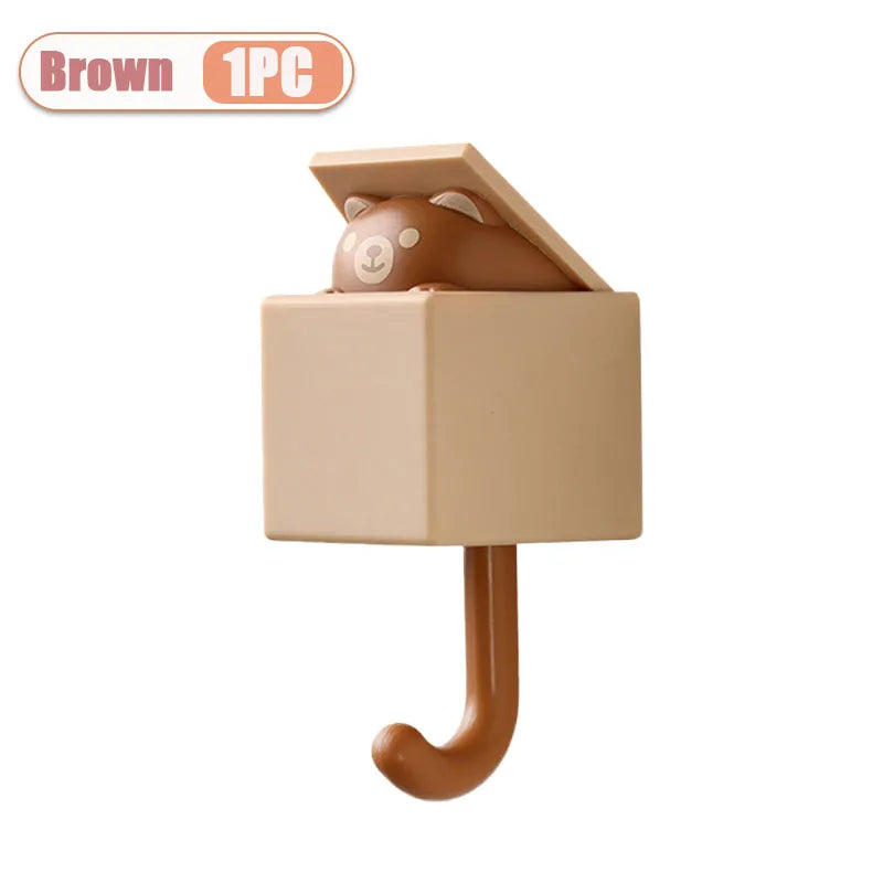 Self-Adhesive Cat Wall Hooks, Cute Animal Decorative Hanger