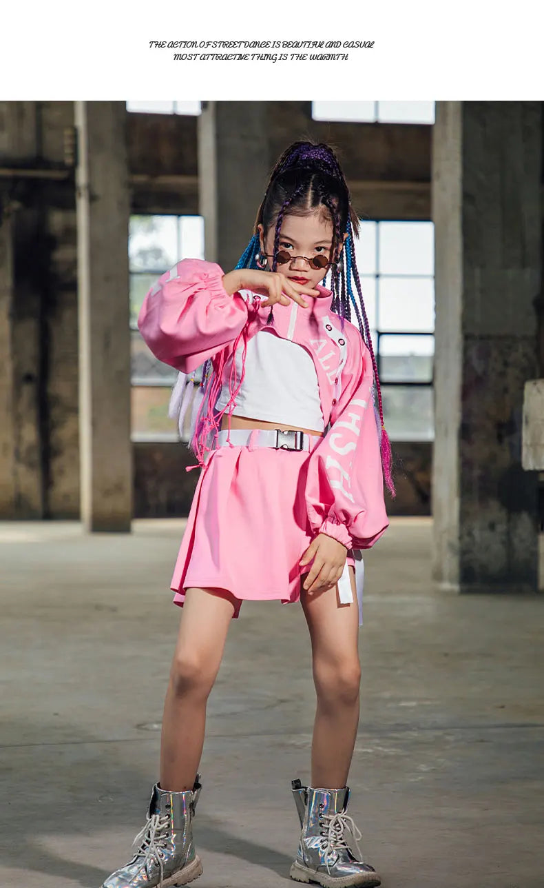 ZZL K-pop Stage Girls' Fashionable Outfit Jazz Dance Performance Suit Kids Hip-hop Fashion Costume Cool Children's Runway Wear SS69