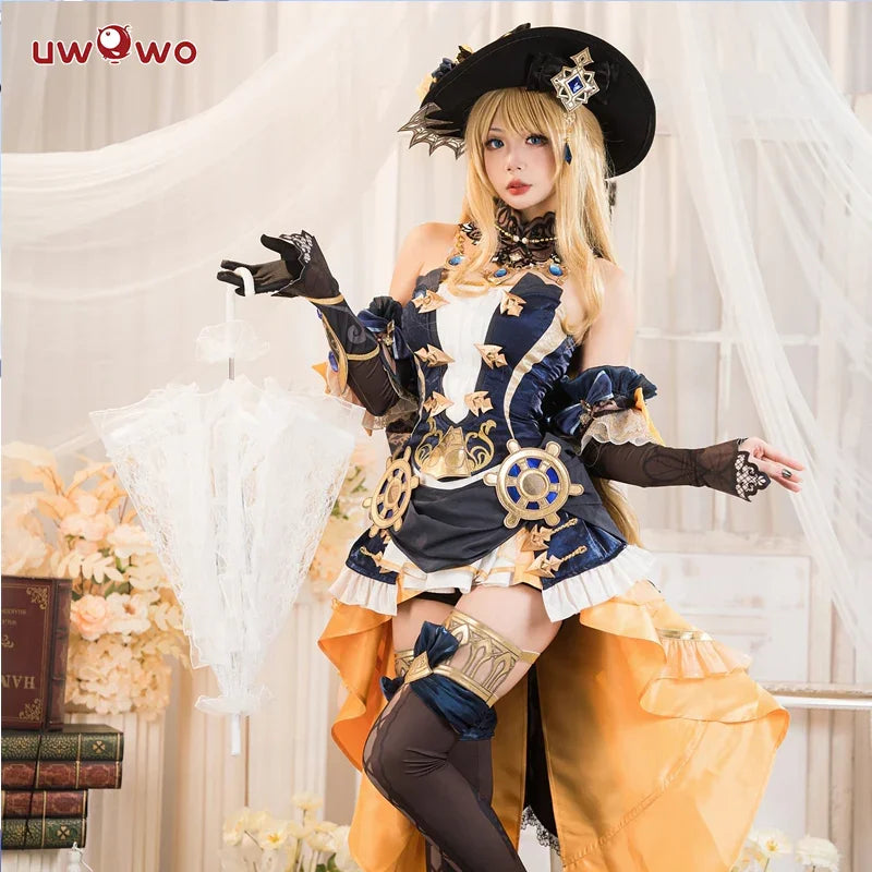 IN STOCK UWOWO Navia Cosplay Genshin Impact Navia Cosplay Costume Fontaine Rococo Style Dress Cosplay Halloween Costume