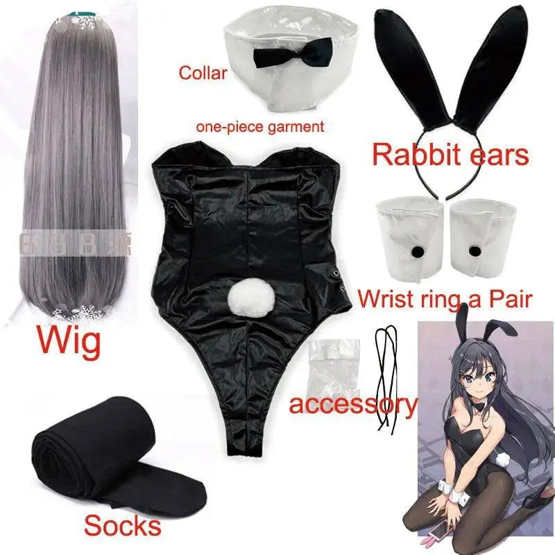 Sakurajima Mai Bunny Girl Cosplay Costume Halloween Adult Woman Senior Sister Cosplay Wig Clothes Size M/XL - SS69