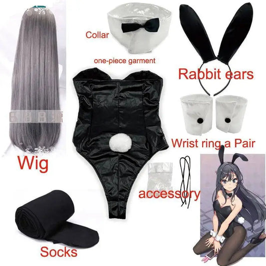 Sakurajima Mai Bunny Girl Cosplay Costume Halloween Adult Woman Senior Sister Cosplay Wig Clothes Size M/XL - SS69