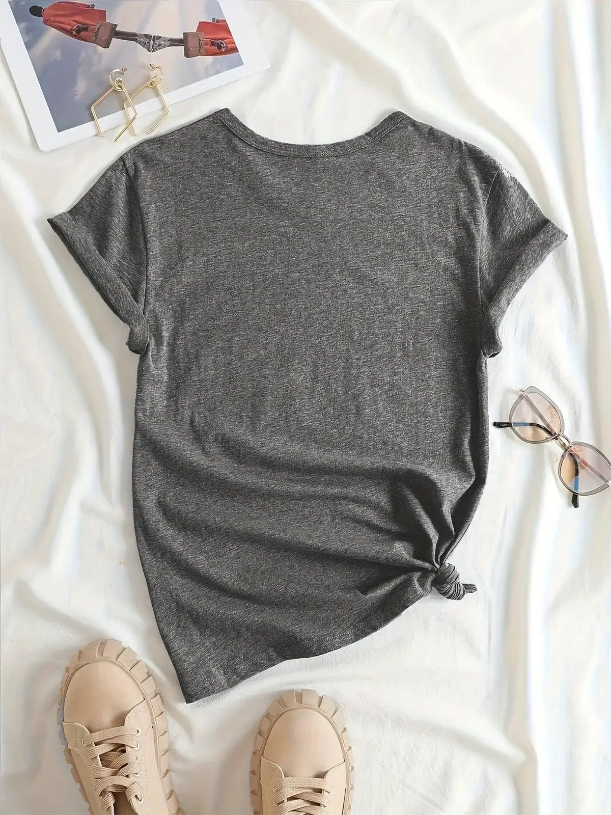 Salem Witch Riding Broomstick Print T-Shirt for Women - Casual Polyester Knit Fabric, Short Sleeve, Regular Fit, Halloween Themed, H Shape, Pullover with Round Neckline - Summer Collection SS69