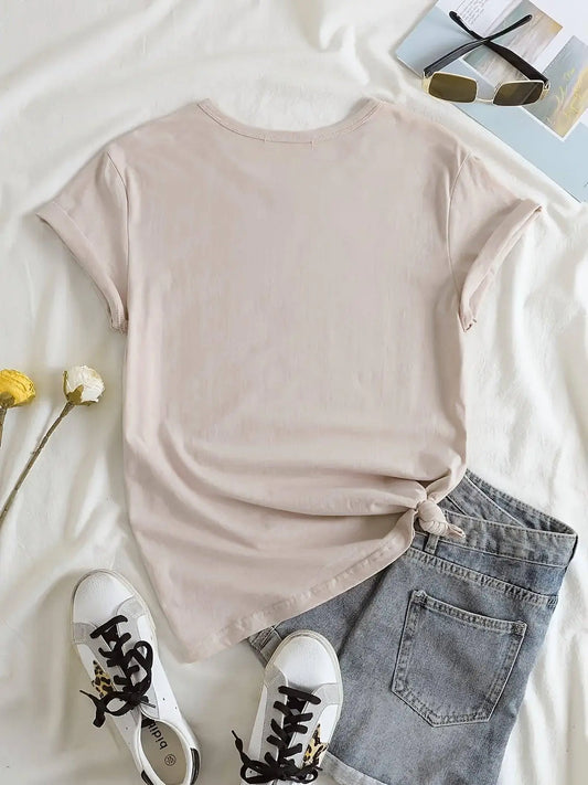 Salem Witch Riding Broomstick Print T-Shirt for Women - Casual Polyester Knit Fabric, Short Sleeve, Regular Fit, Halloween Themed, H Shape, Pullover with Round Neckline - Summer Collection SS69