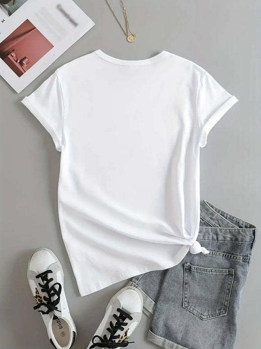 Salem Witch Riding Broomstick Print T-Shirt for Women - Casual Polyester Knit Fabric, Short Sleeve, Regular Fit, Halloween Themed, H Shape, Pullover with Round Neckline - Summer Collection SS69