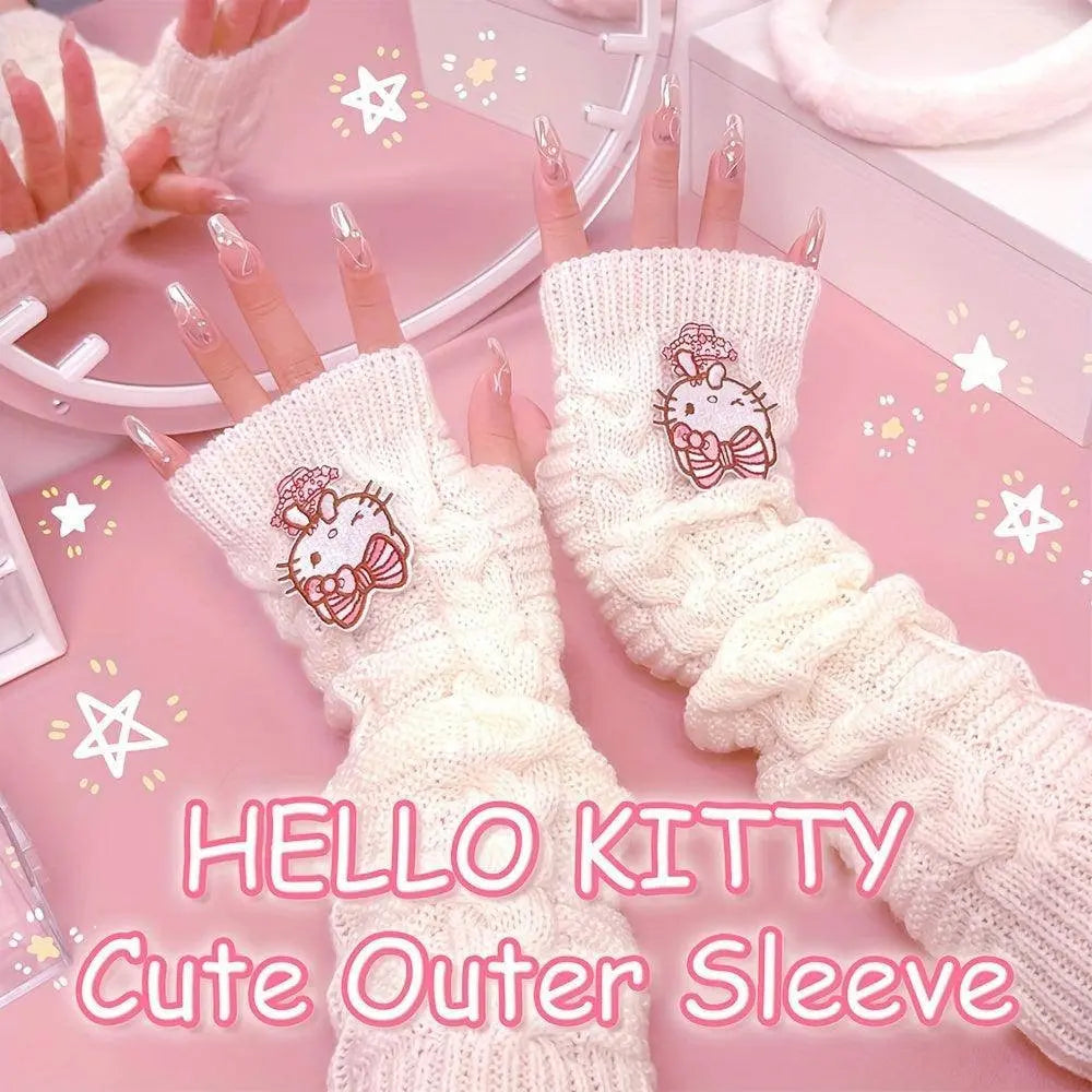 Sanrio Hello Kitty Cozy Knit Arm Warmer in White & Black SS69