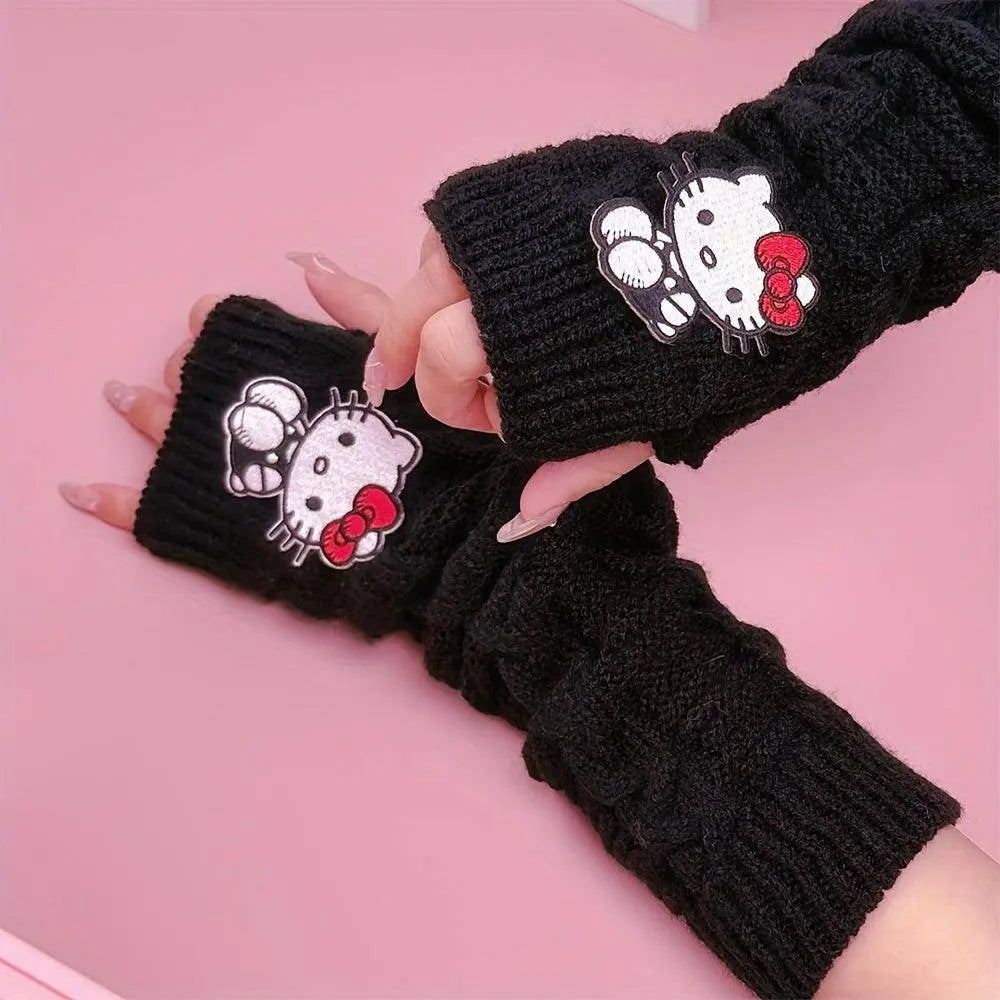 Sanrio Hello Kitty Cozy Knit Arm Warmer in White & Black SS69