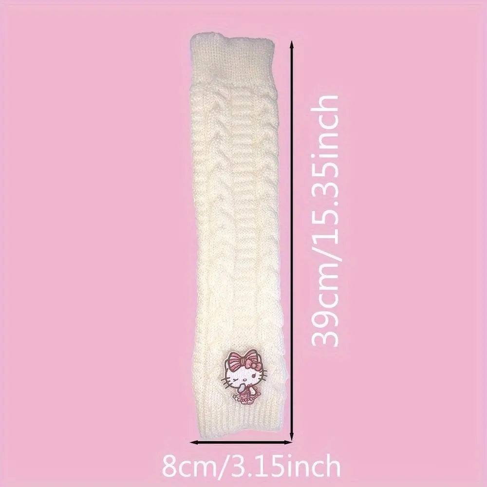 Sanrio Hello Kitty Cozy Knit Arm Warmer in White & Black SS69
