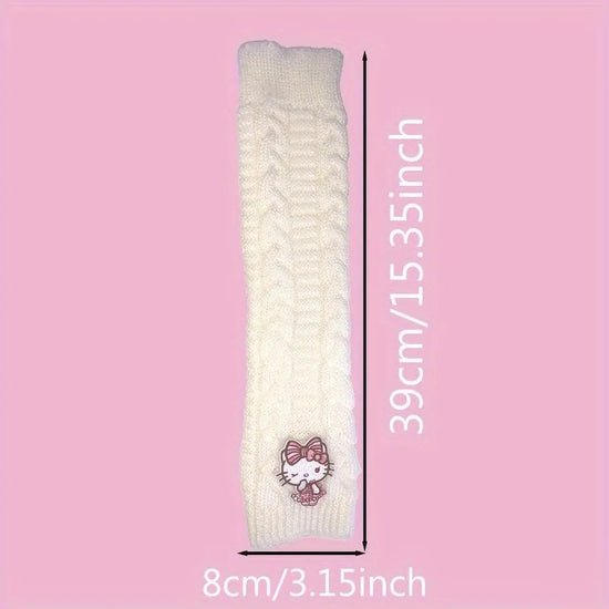 Sanrio Hello Kitty Cozy Knit Arm Warmer in White & Black SS69