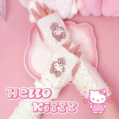 Sanrio Hello Kitty Cozy Knit Arm Warmer in White & Black SS69