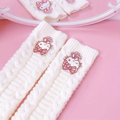 Sanrio Hello Kitty Cozy Knit Arm Warmer in White & Black SS69