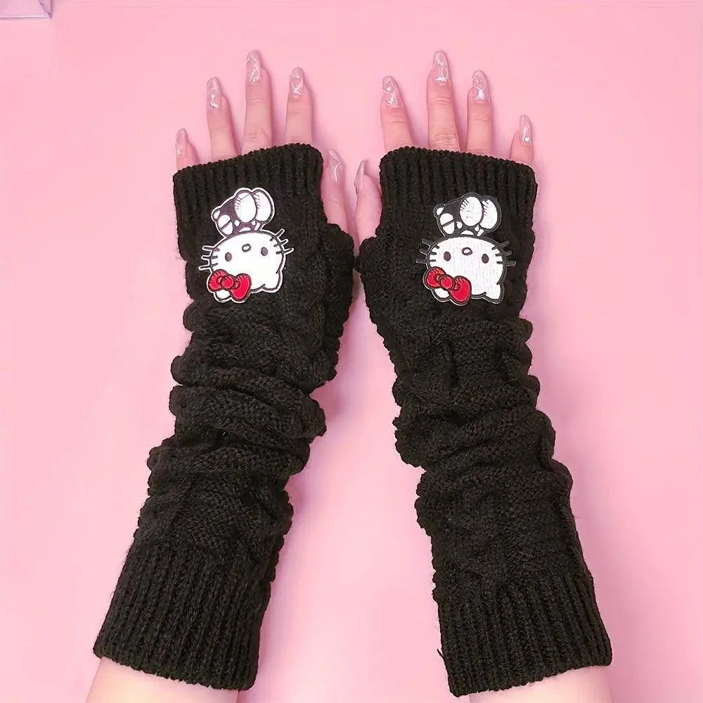 Sanrio Hello Kitty Cozy Knit Arm Warmer in White & Black SS69 11.69 Black