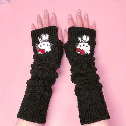 Sanrio Hello Kitty Cozy Knit Arm Warmer in White & Black SS69 11.69 Black
