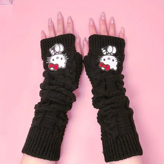 Sanrio Hello Kitty Cozy Knit Arm Warmer in White & Black SS69 11.69 Black