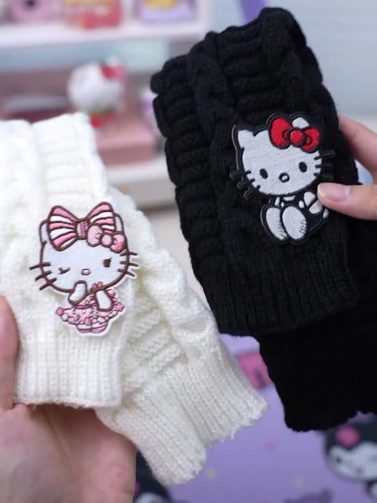 Sanrio Hello Kitty Cozy Knit Arm Warmer in White & Black SS69