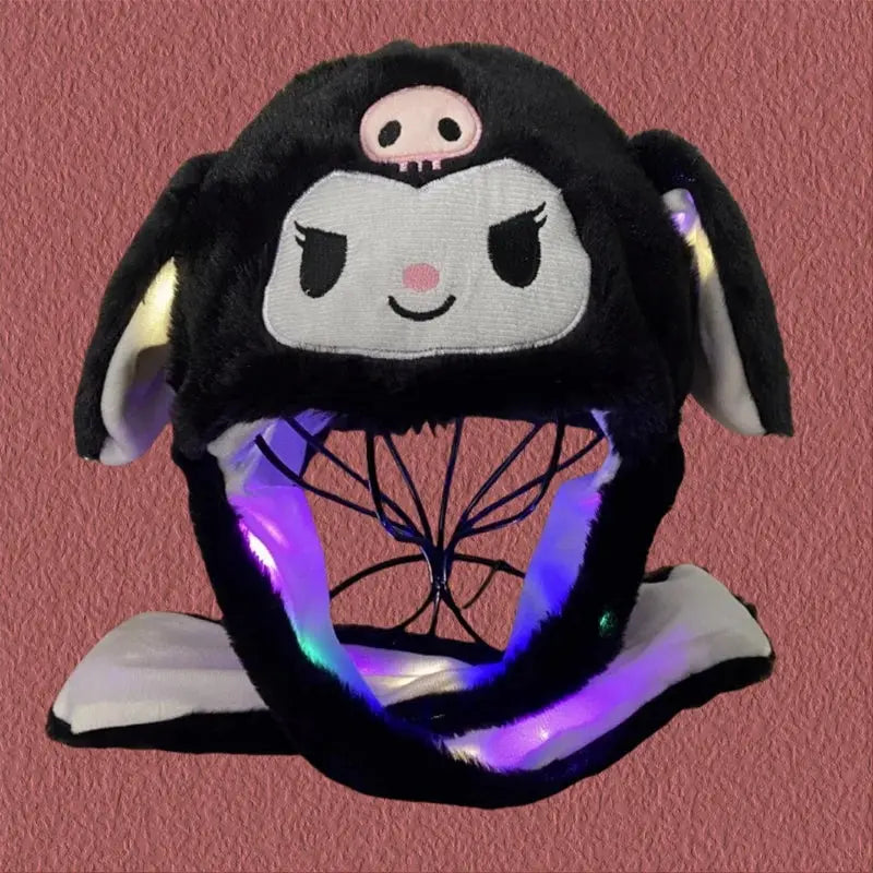 Sanrio Led Light Kuromi Cap Hello Kitty Cinnamoroll Glowing Plush Ear Move Hat Anime Cartoon Jumping Up Ear Novetly Cap Gifts SS69