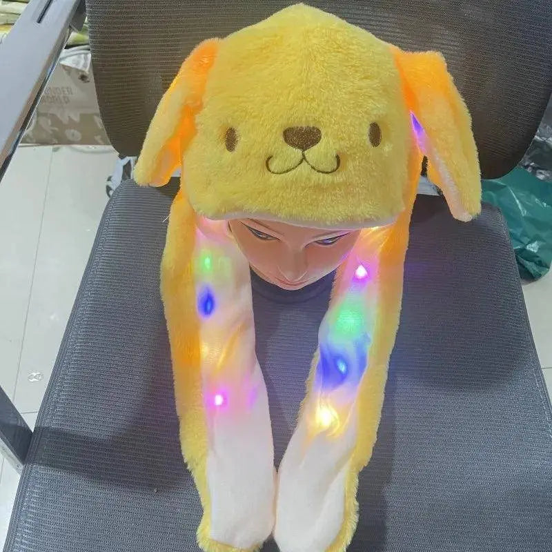Sanrio Led Light Kuromi Cap Hello Kitty Cinnamoroll Glowing Plush Ear Move Hat Anime Cartoon Jumping Up Ear Novetly Cap Gifts SS69