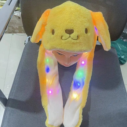 Sanrio Led Light Kuromi Cap Hello Kitty Cinnamoroll Glowing Plush Ear Move Hat Anime Cartoon Jumping Up Ear Novetly Cap Gifts SS69