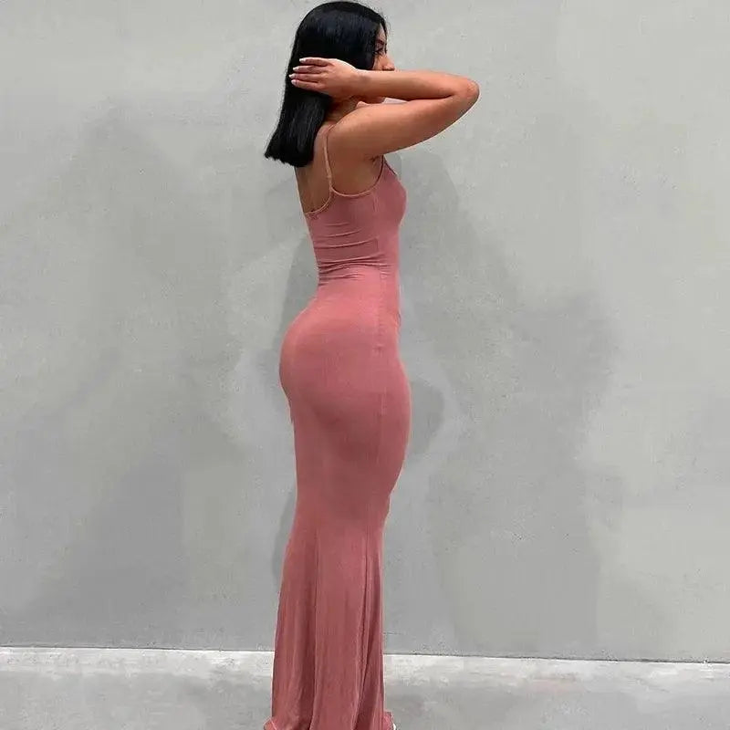 Satin Slip Sleeveless Backless Maxi Dress Women 2025 Y2K Summer - SS69
