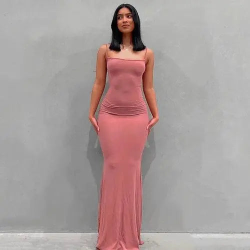Satin Slip Sleeveless Backless Maxi Dress Women 2025 Y2K Summer - SS69