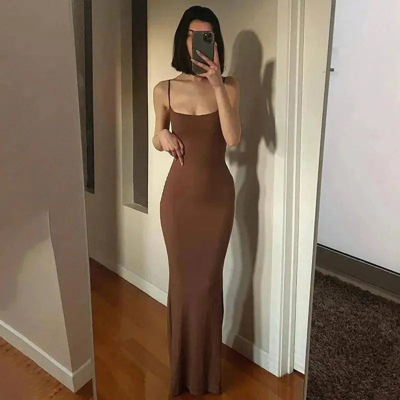 Satin Slip Sleeveless Backless Maxi Dress Women 2025 Y2K Summer - SS69